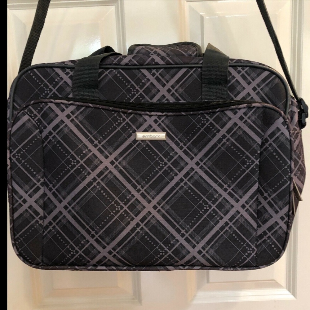 EMBARK Black Lavender Plaid Travel Business Laptop Briefcase Daybed Luggage NICE